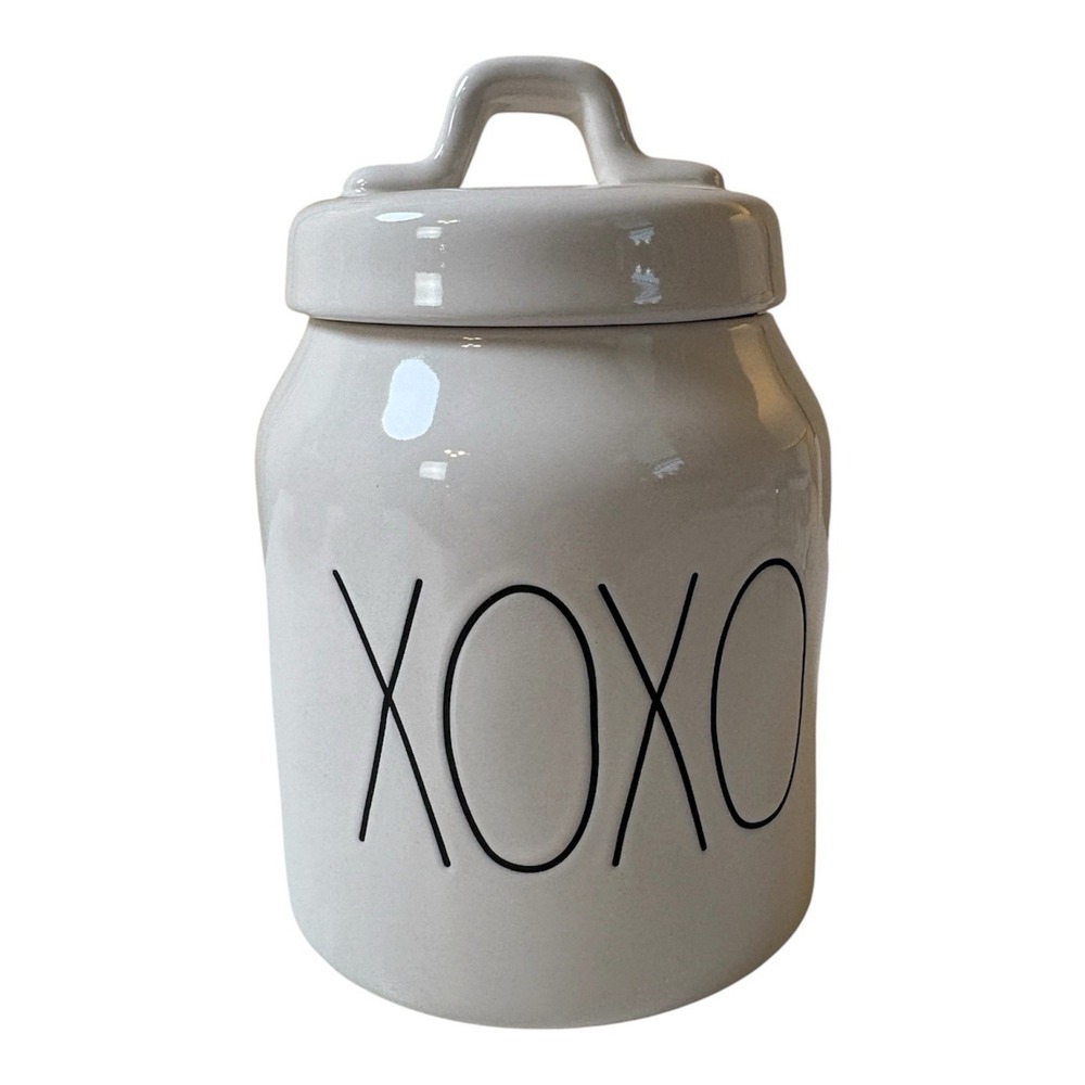 Rae Dunn Valentine XOXO White Canister w Lid  Magenta Artisan Collection